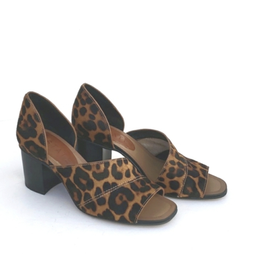1. State Cow Hair Chunky Heel Wrap Around Leopard Print Heels Women's Size 6.5